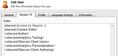 User Settings for Content Editor for Region 1